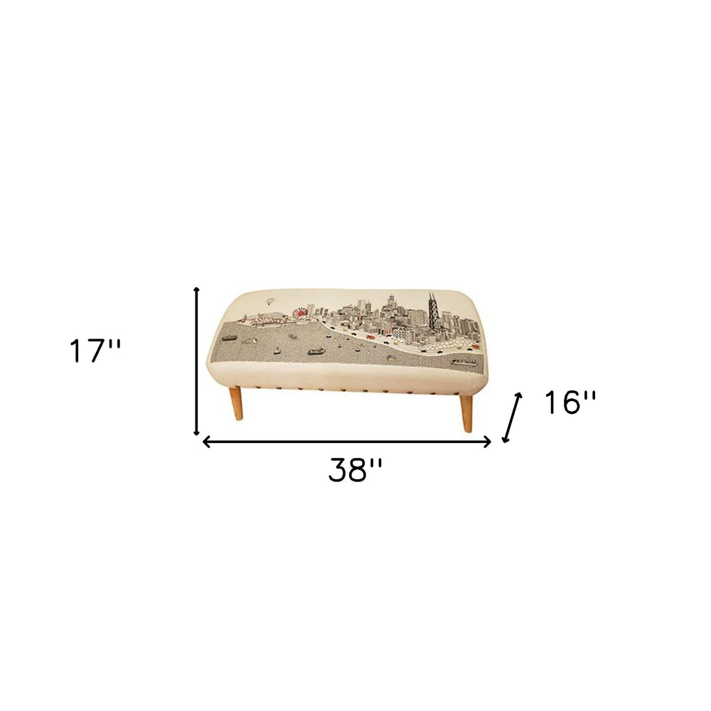 38" Cream Wool And Brown Ottoman - Homeroots - Flyclothing LLC