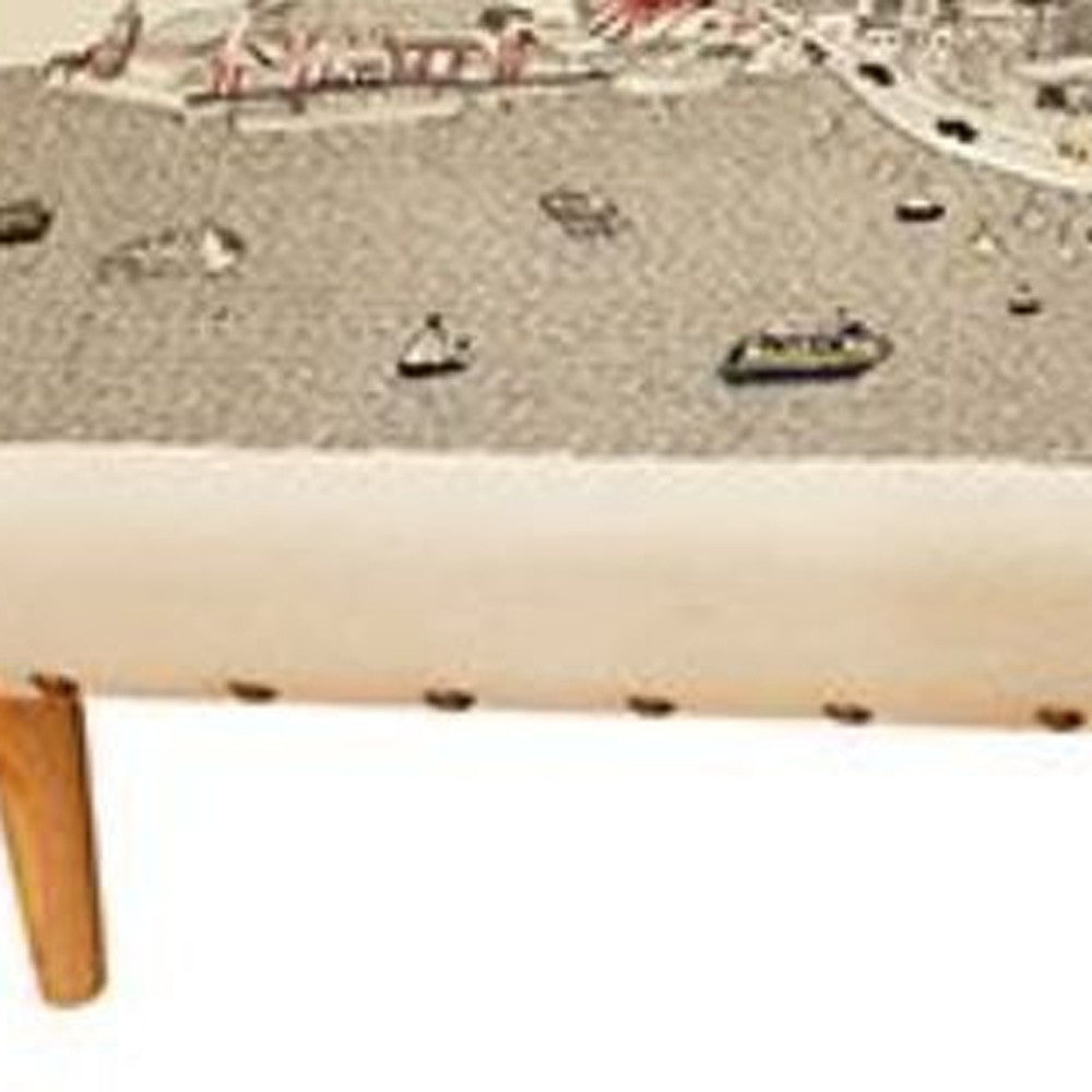 38" Cream Wool And Brown Ottoman - Homeroots - Flyclothing LLC
