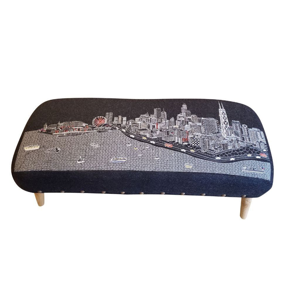 38" Gray Wool And Brown Ottoman - Homeroots - Flyclothing LLC