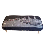 38" Gray Wool And Brown Ottoman - Homeroots - Flyclothing LLC