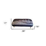 38" Gray Wool And Brown Ottoman - Homeroots - Flyclothing LLC