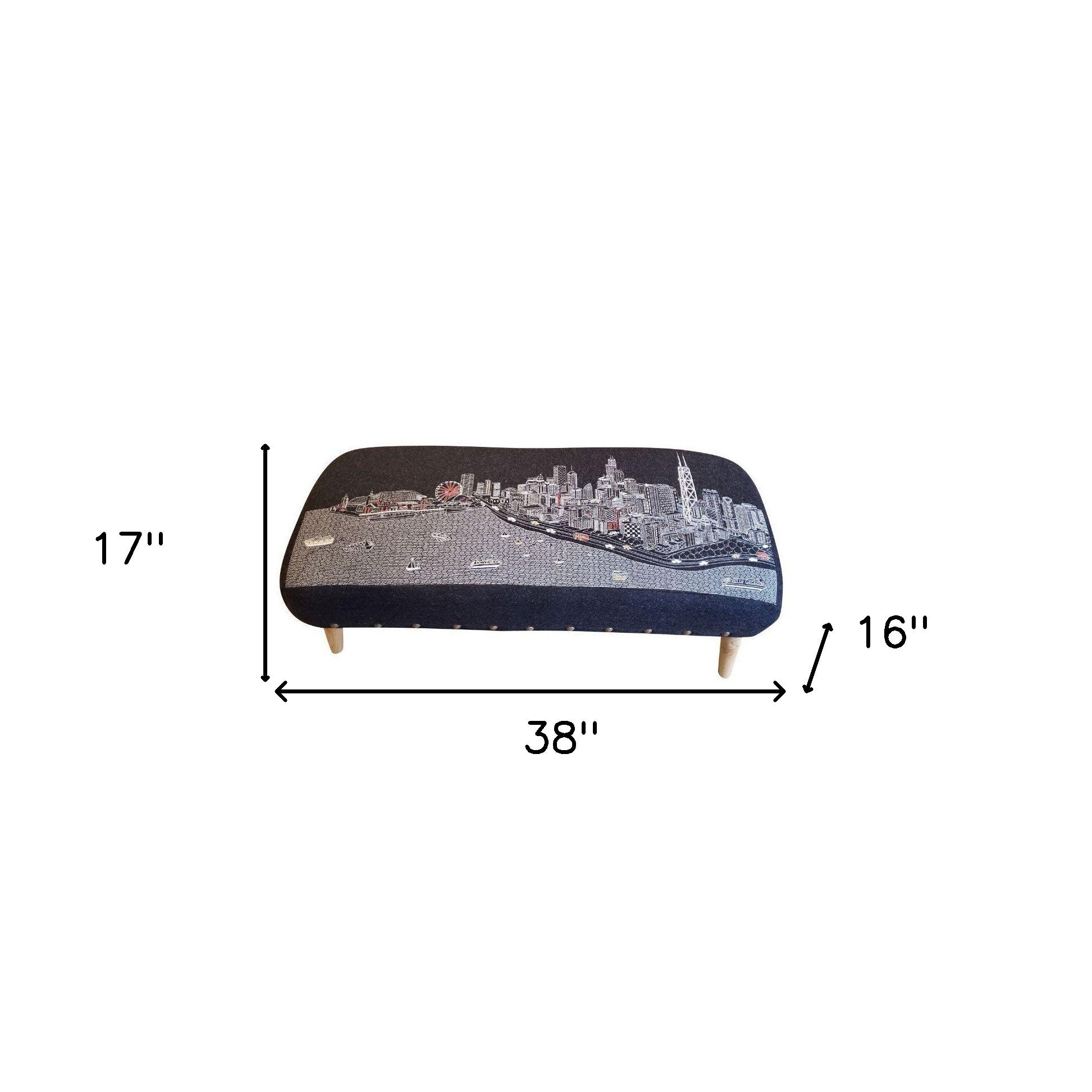 38" Gray Wool And Brown Ottoman - Homeroots - Flyclothing LLC