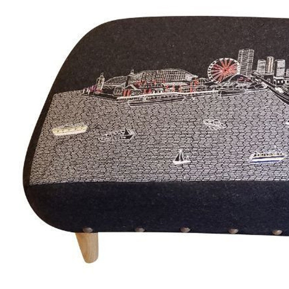 38" Gray Wool And Brown Ottoman - Homeroots - Flyclothing LLC