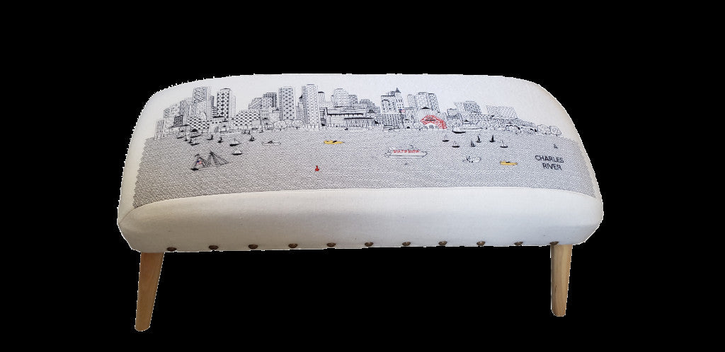 38" Cream Wool And Brown Ottoman - Homeroots - Flyclothing LLC