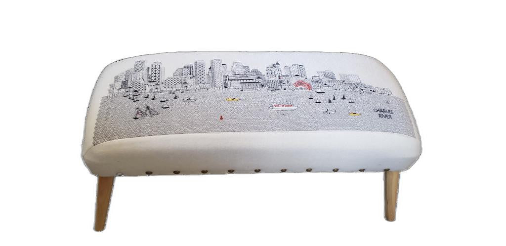 38" Cream Wool And Brown Ottoman - Homeroots - Flyclothing LLC
