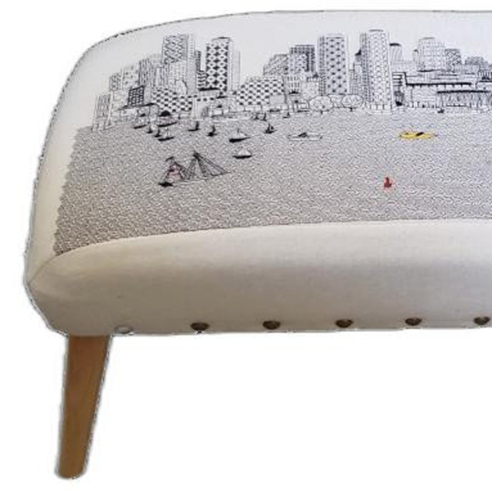 38" Cream Wool And Brown Ottoman - Homeroots - Flyclothing LLC