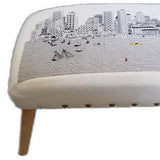 38" Cream Wool And Brown Ottoman - Homeroots - Flyclothing LLC