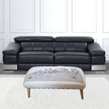 38" Cream Wool And Brown Ottoman - Homeroots - Flyclothing LLC