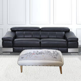 38" Cream Wool And Brown Ottoman - Homeroots