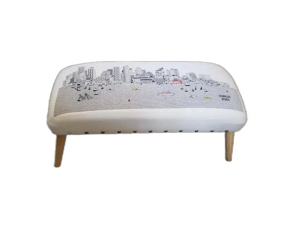 38" Cream Wool And Brown Ottoman - Homeroots - Flyclothing LLC