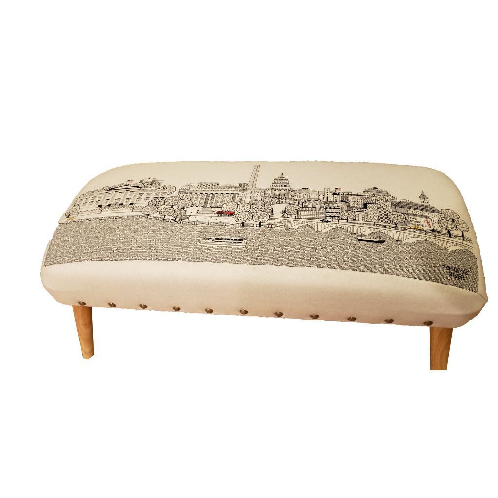38" Cream Wool And Brown Ottoman - Homeroots - Flyclothing LLC