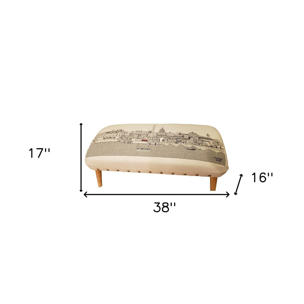 38" Cream Wool And Brown Ottoman - Homeroots - Flyclothing LLC