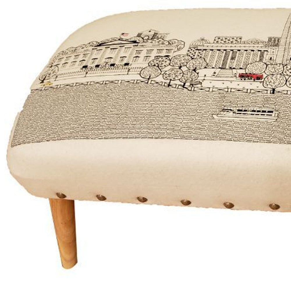 38" Cream Wool And Brown Ottoman - Homeroots - Flyclothing LLC