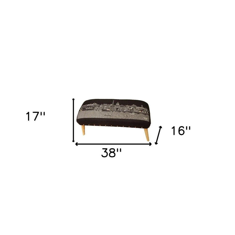 38" Gray Wool And Brown Ottoman - Homeroots - Flyclothing LLC