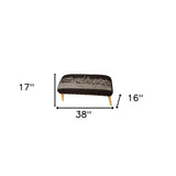 38" Gray Wool And Brown Ottoman - Homeroots