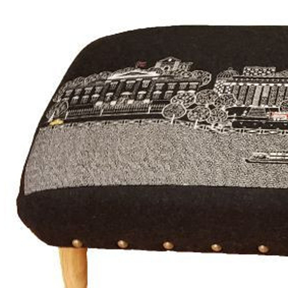 38" Gray Wool And Brown Ottoman - Homeroots - Flyclothing LLC