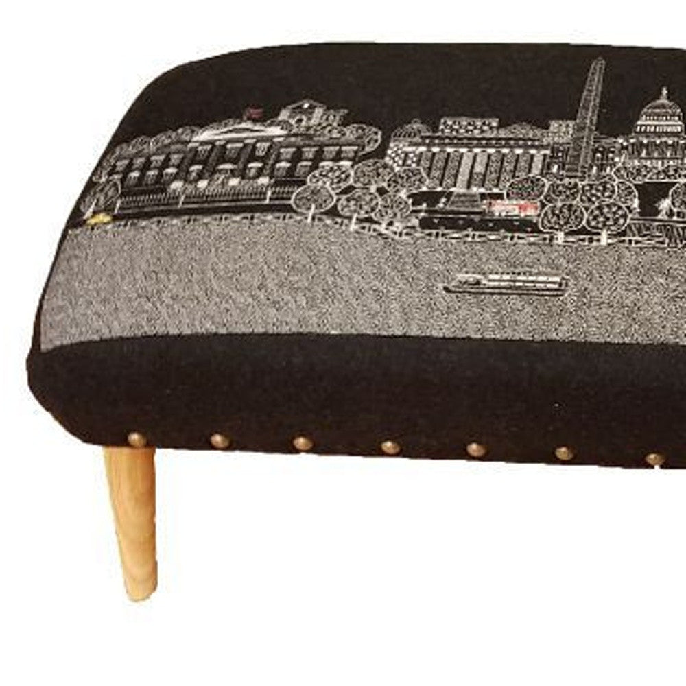 38" Gray Wool And Brown Ottoman - Homeroots - Flyclothing LLC