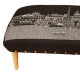 38" Gray Wool And Brown Ottoman - Homeroots