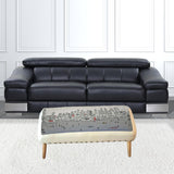 38" Cream Wool And Brown Ottoman - Homeroots