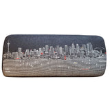 38" Gray Wool And Brown Ottoman - Homeroots