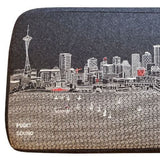 38" Gray Wool And Brown Ottoman - Homeroots
