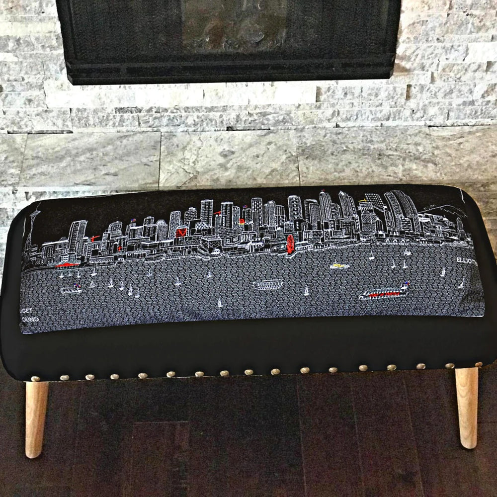 38" Gray Wool And Brown Ottoman - Homeroots - Flyclothing LLC