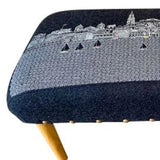 38" Gray Wool And Brown Ottoman - Homeroots