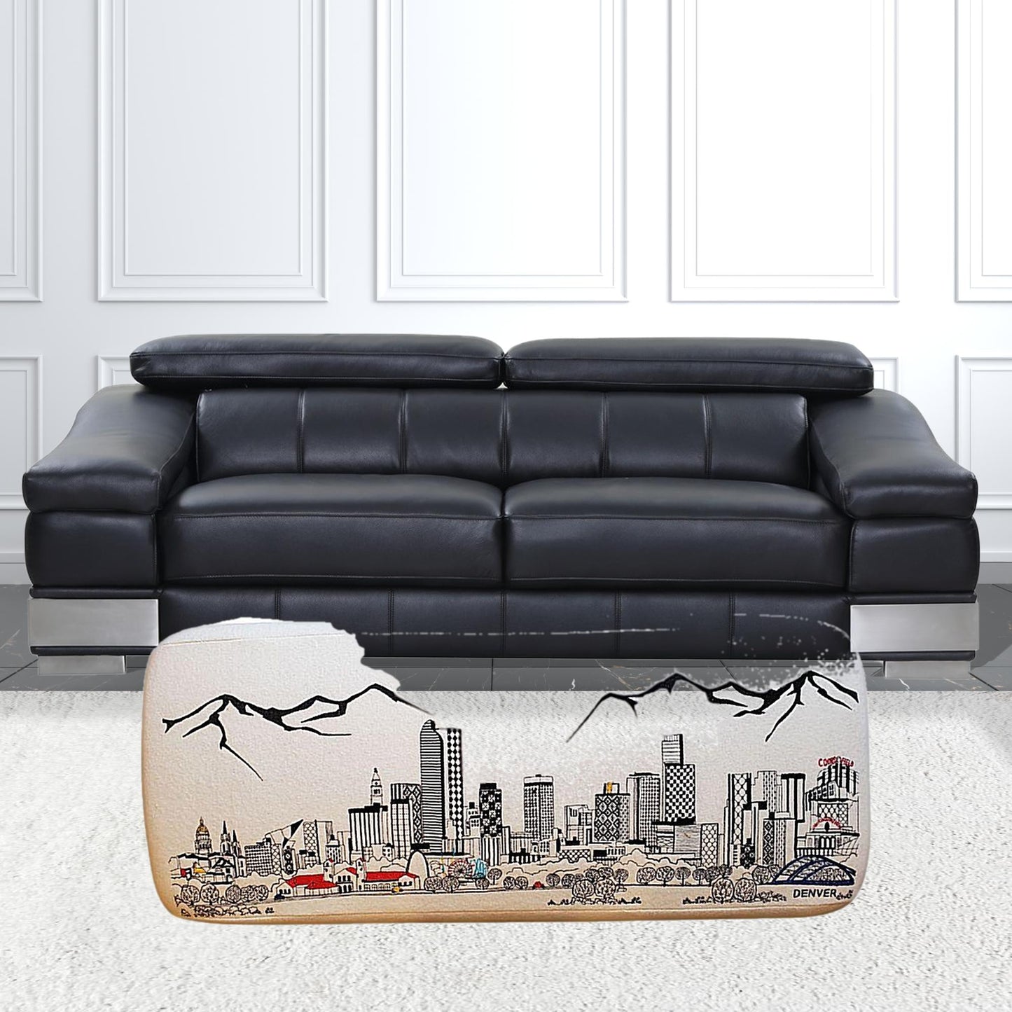 38" Cream Wool And Brown Ottoman - Homeroots - Flyclothing LLC