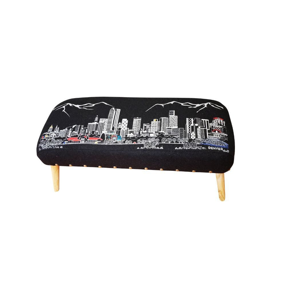 38" Gray Wool And Brown Ottoman - Homeroots - Flyclothing LLC