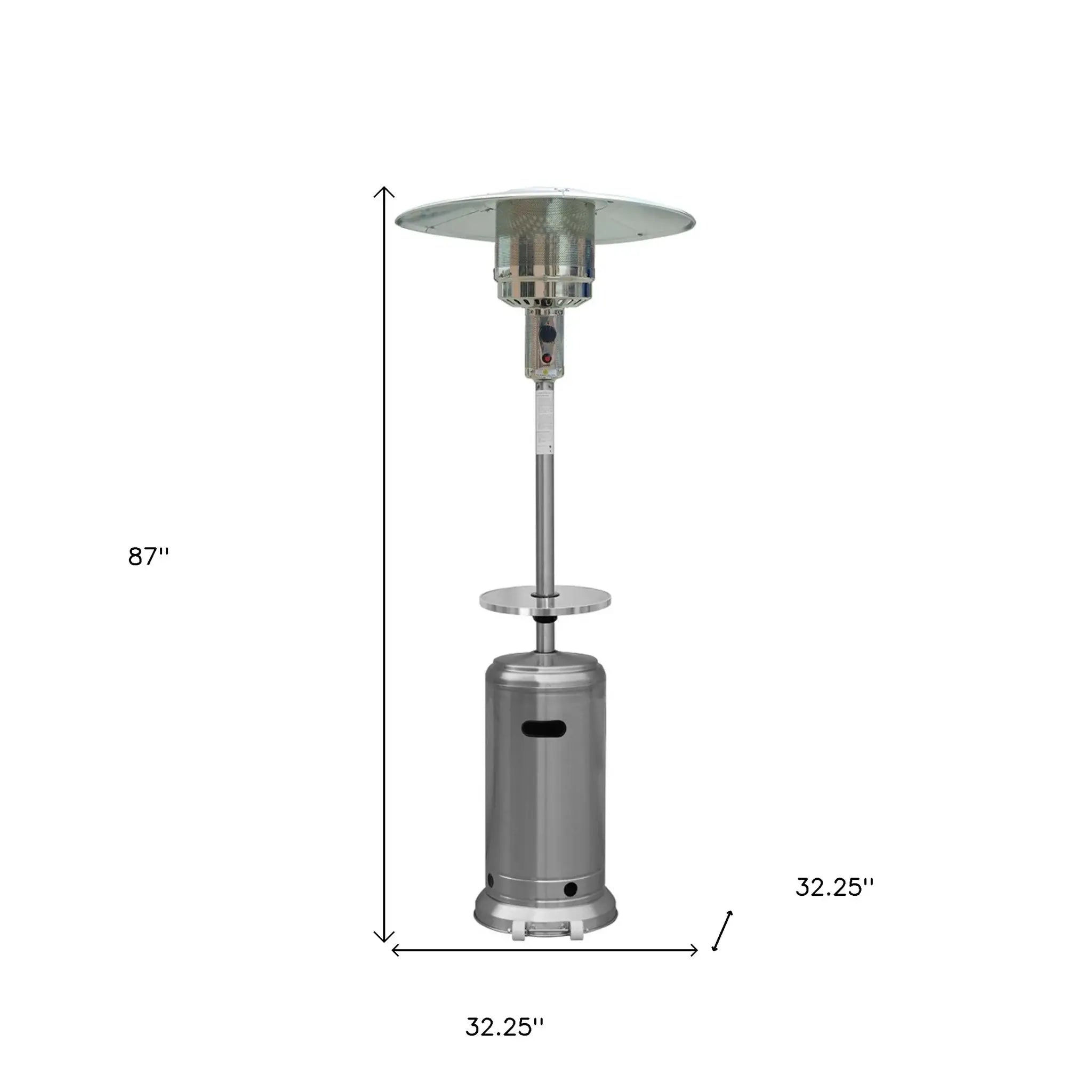 48000 BTU Silver Steel Propane Cylindrical Pole Standing Patio Heater - Homeroots - Flyclothing LLC