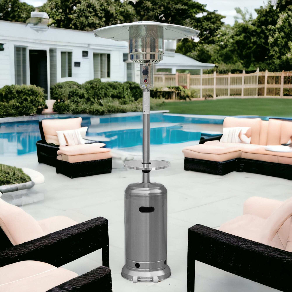 48000 BTU Silver Steel Propane Cylindrical Pole Standing Patio Heater - Homeroots - Flyclothing LLC