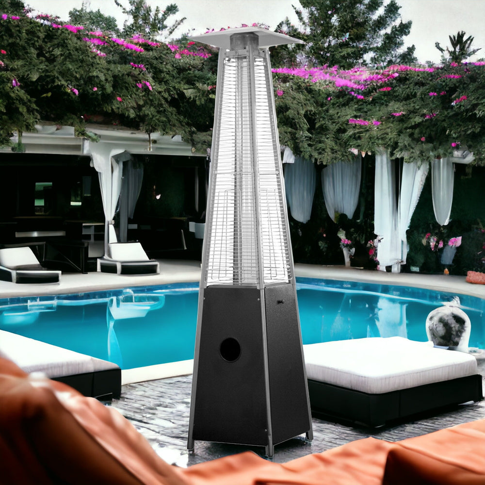 41000 BTU Black Steel Propane Triangular Pyramid Standing Patio Heater - Homeroots