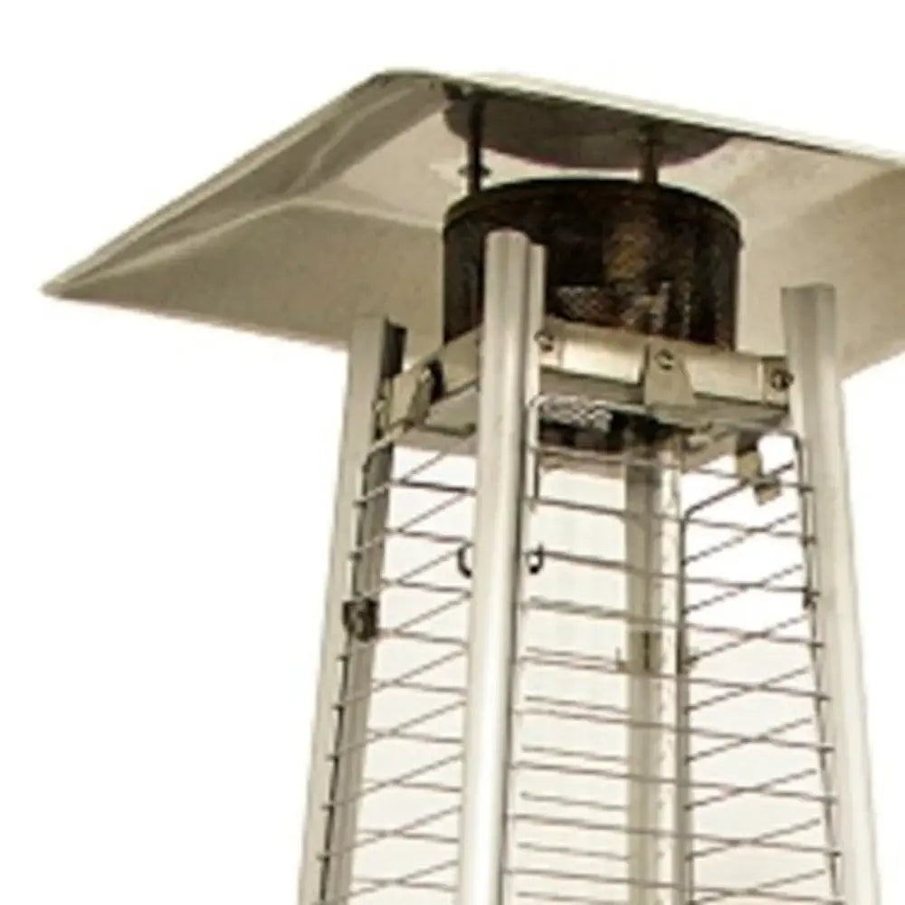 Triangular Heaters 41000 BTU Silver Steel Propane Triangular Pyramid Standing Patio Heate ...