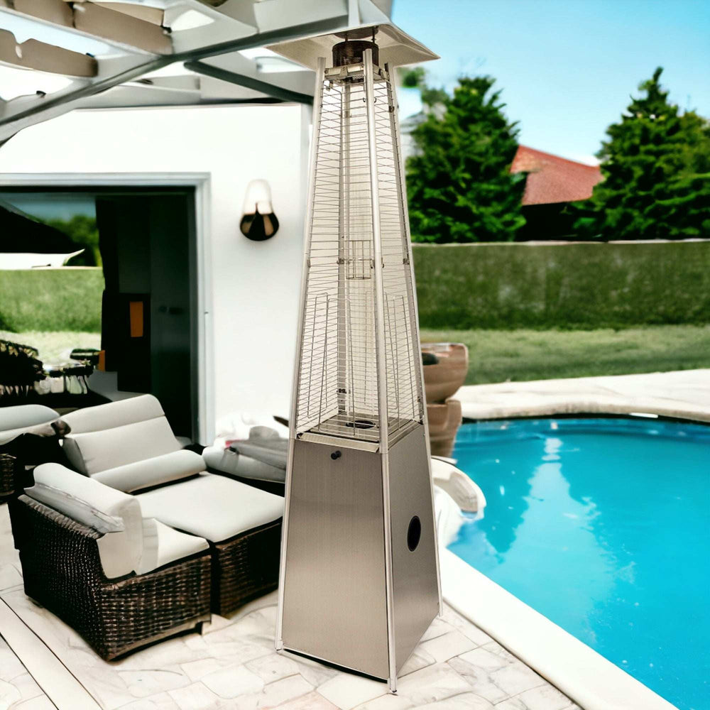 41000 BTU Silver Steel Propane Triangular Pyramid Standing Patio Heater - Homeroots - Flyclothing LLC
