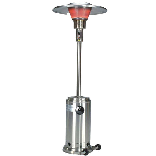 40000 BTU Silver Steel Propane Cylindrical Pole Standing Patio Heater - Homeroots - Flyclothing LLC