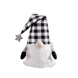 27" Black And White Felt And Faux Fur Gnome Adjustable Height Tree Topper - Homeroots