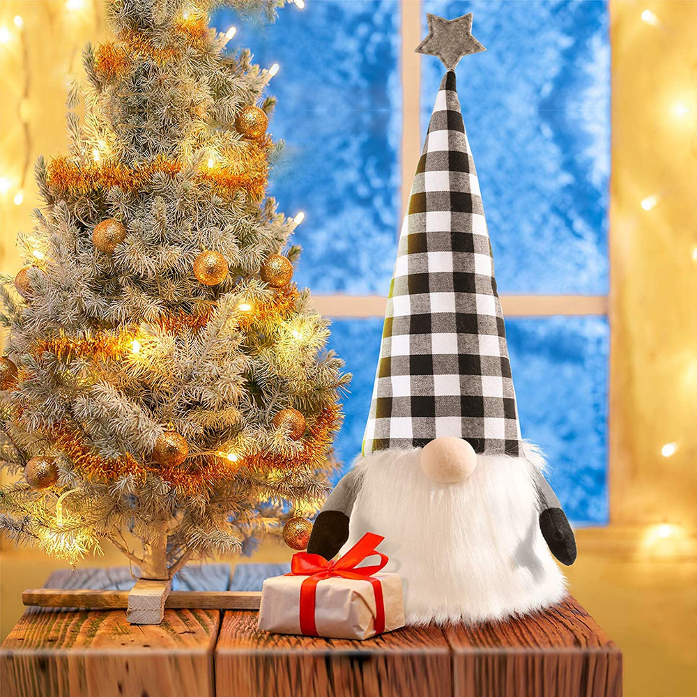 27" Black And White Felt And Faux Fur Gnome Adjustable Height Tree Topper - Homeroots - Flyclothing LLC
