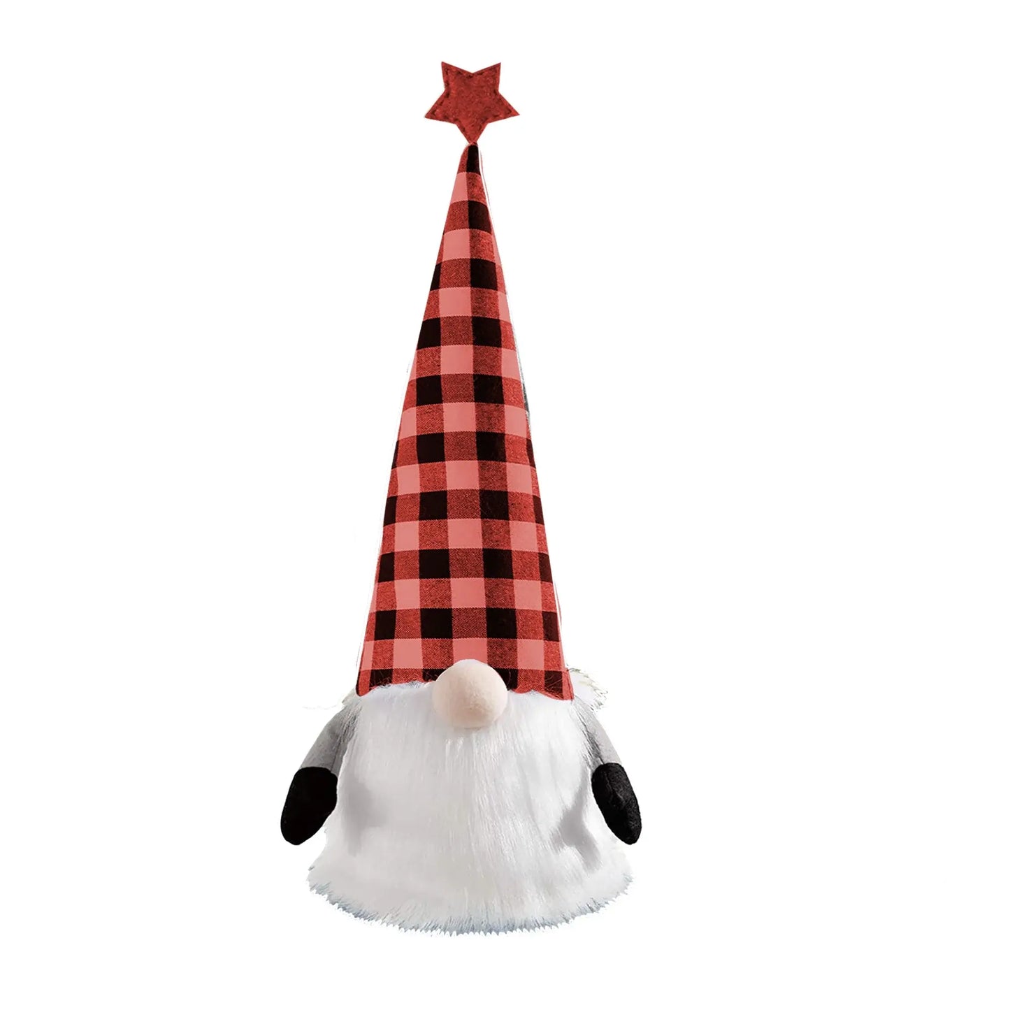 27" Black And Black Felt And Faux Fur Gnome Adjustable Height Tree Topper - Homeroots - Flyclothing LLC
