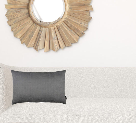 Set Of Two 12" X 20" Gray Zippered Polyester Lumbar Pillow Cover - Homeroots