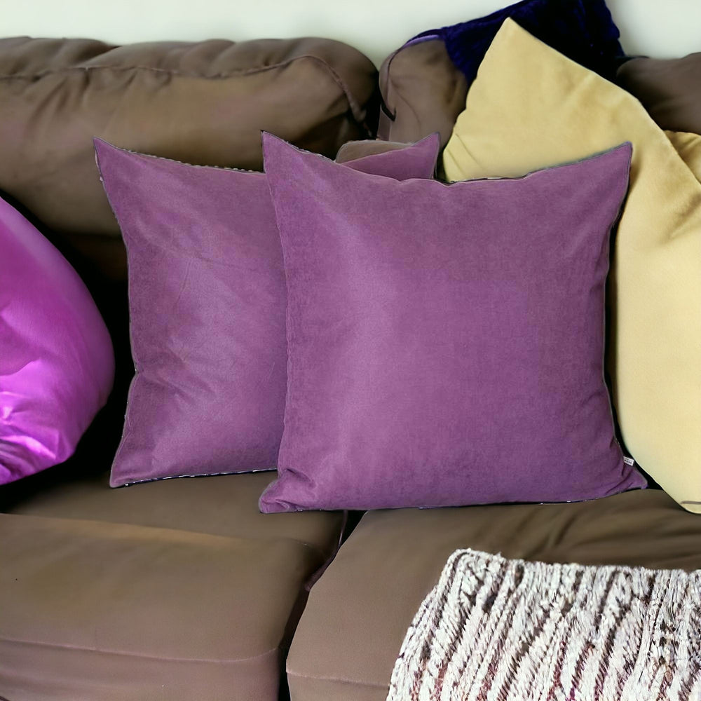 Set Of Two 22" X 22" Purple Polyester Zippered Pillow Cover - Homeroots