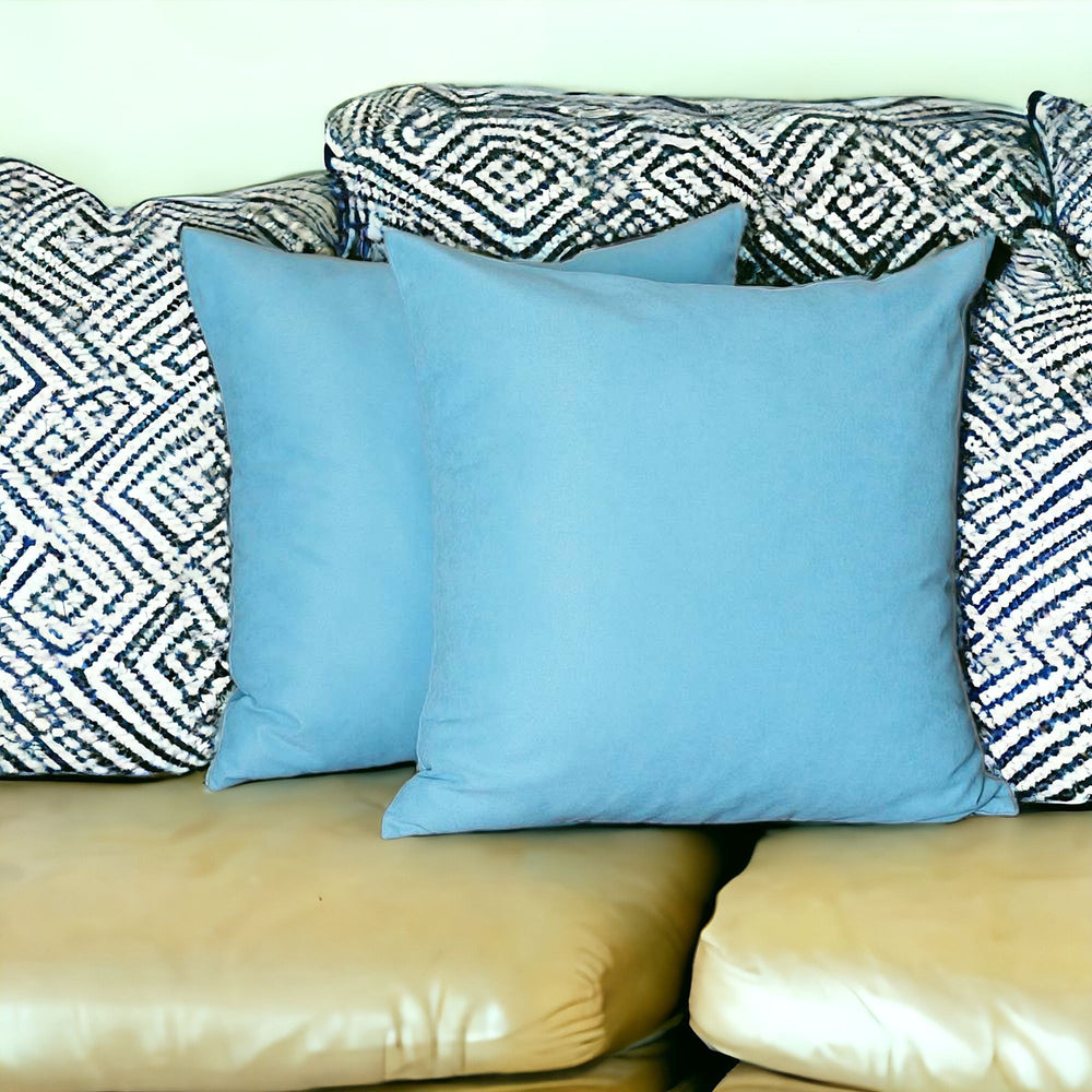 Set Of Two 26" X 26" Sky Blue Polyester Zippered Pillow Cover - Homeroots