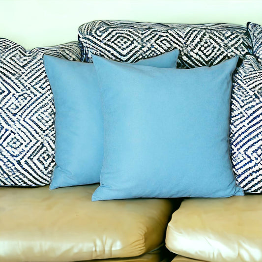 Set Of Two 26" X 26" Sky Blue Polyester Zippered Pillow Cover - Homeroots