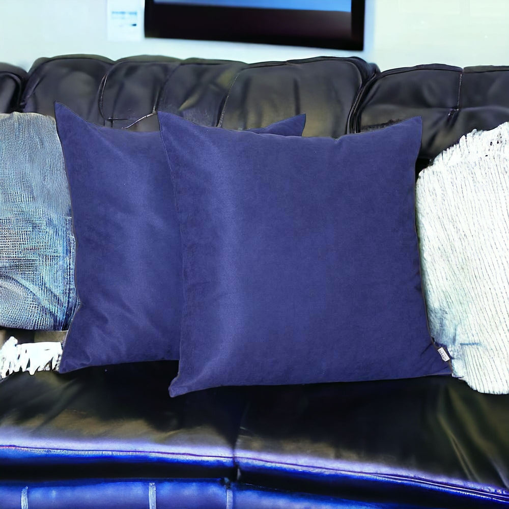 Set Of Two 26" X 26" Navy Blue Polyester Zippered Pillow Cover - Homeroots