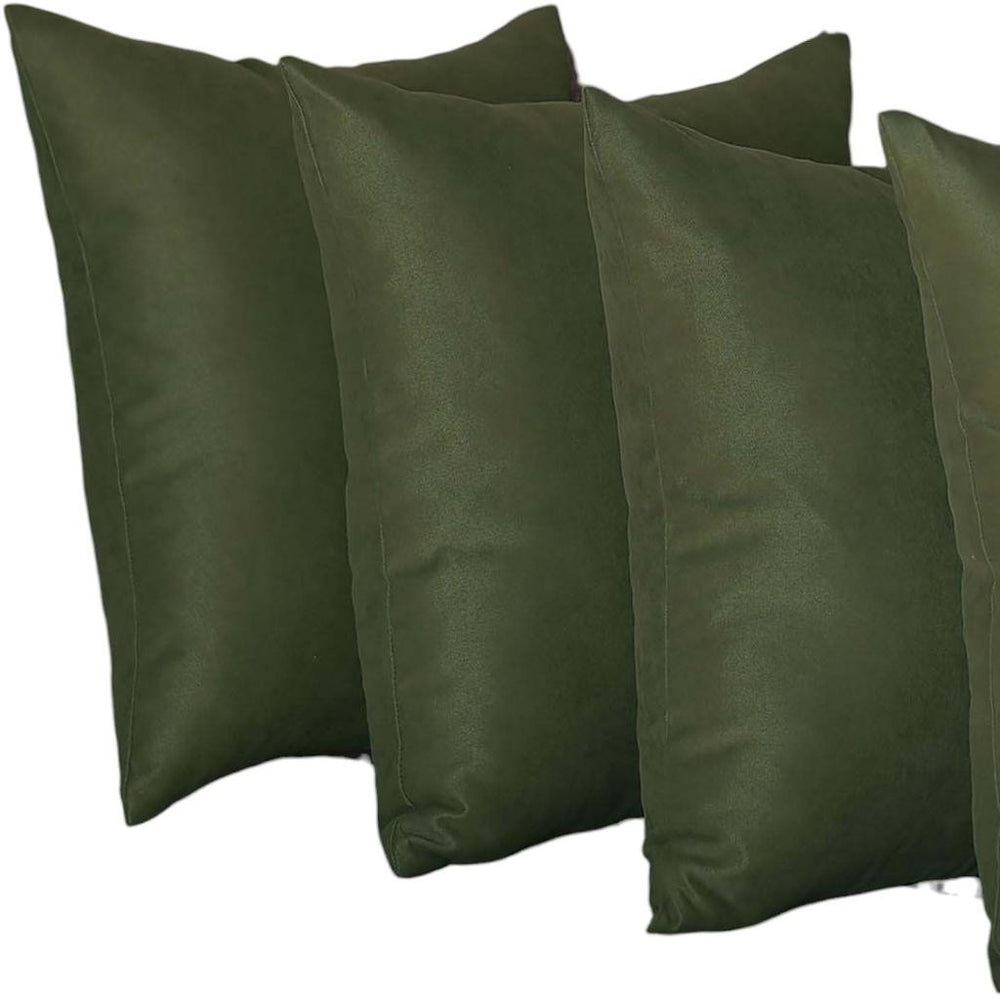 Set Of Four 17" X 17" Fern Green Polyester Zippered Pillow Cover