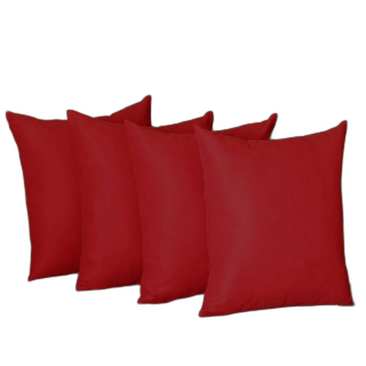 Set Of Four 17" X 17" Red Polyester Zippered Pillow Cover - Homeroots - Flyclothing LLC