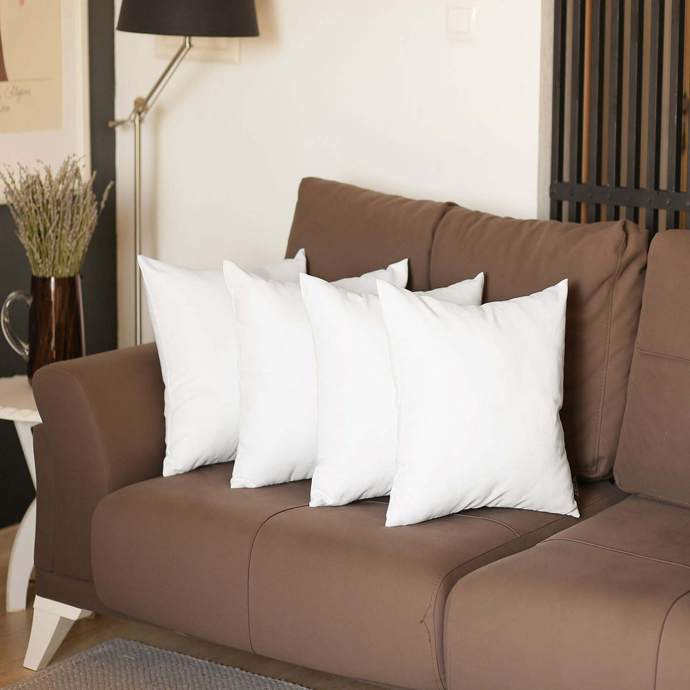 Set Of Four 18" X 18" White Polyester Zippered Pillow Cover - Homeroots