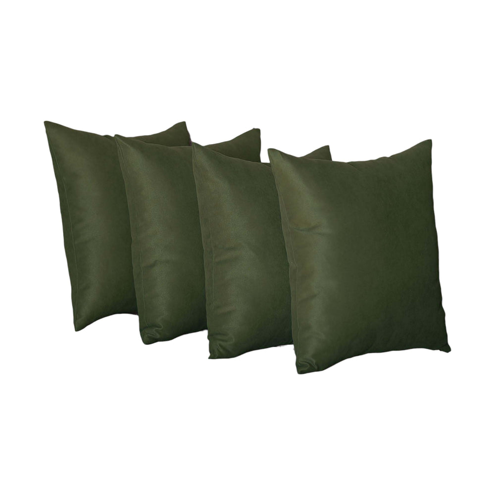 Set Of Four 18" X 18" Fern Green Polyester Zippered Pillow Cover