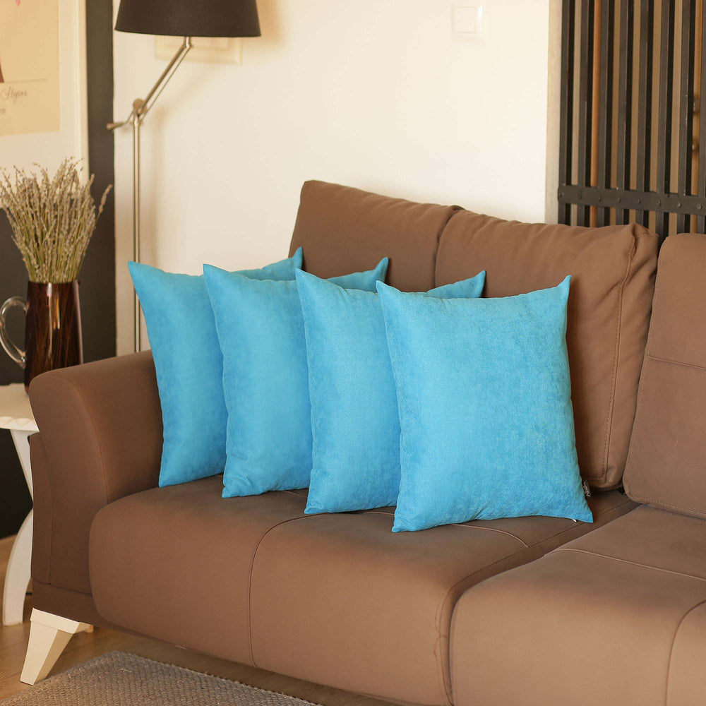 Set Of Four 18" X 18" Sky Blue Polyester Zippered Pillow Cover - Homeroots