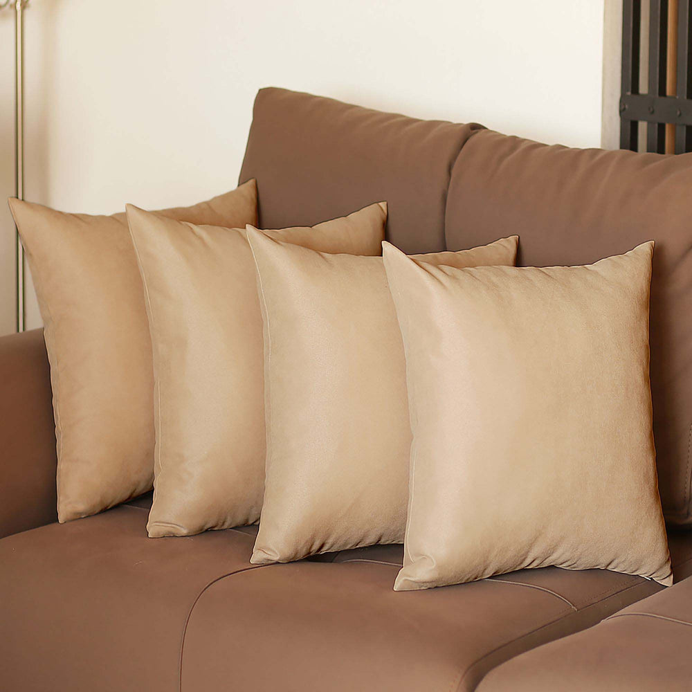 Set Of Four 20" X 20" Beige Polyester Zippered Pillow Cover - Homeroots