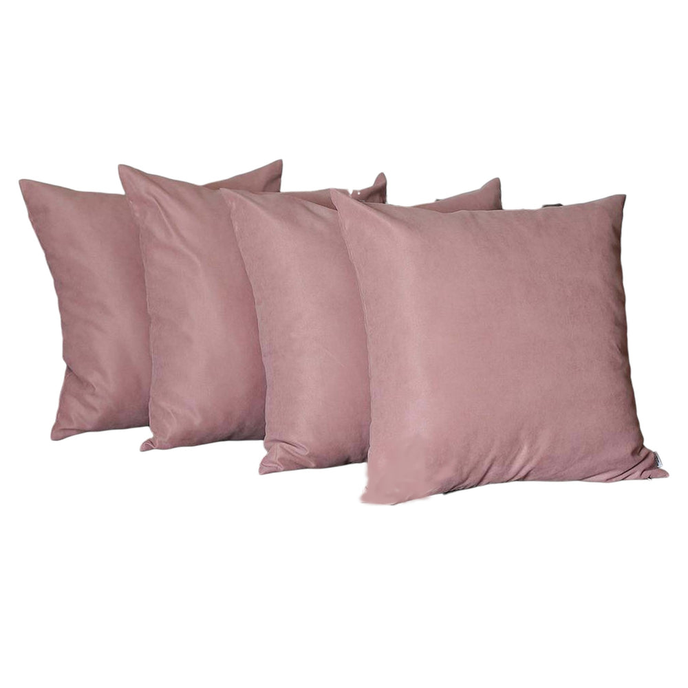 Set Of Four 22" X 22" Light Pink Polyester Zippered Pillow Cover